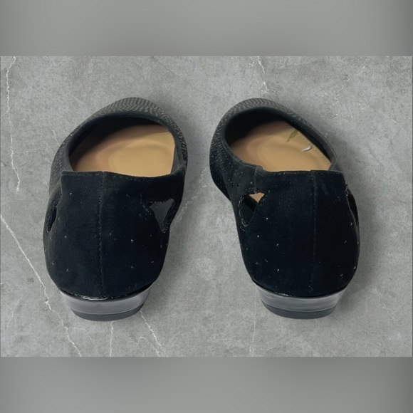 London Fog Collection Black Fabric Slip On Flat Shoes Rhinestones Women's 7M - Picture 8 of 12